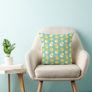 Cute green easter chicken rabbit egg cushion