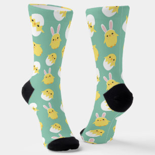 Cute green easter chicken rabbit egg socks