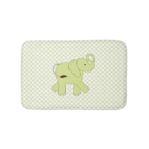 Cute Green Elephant Bath Mat