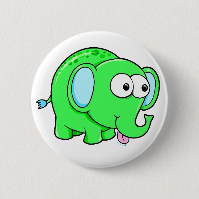 Cute Green Elephant Button (Front)
