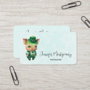 Cute Green Fairytale Pig in Fancy Attire Business Card