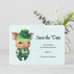Cute Green Fairytale Pig in Fancy Attire Save The Date