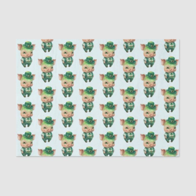 Cute Green Fairytale Pig in Fancy Attire Tissue Paper (Front)