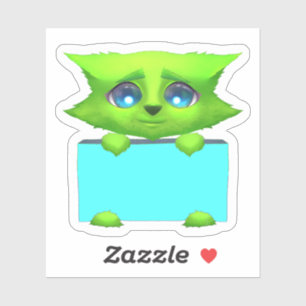 Cute Green Fantasy Creature Scrapbook Sticker