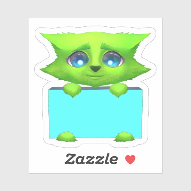 Cute Green Fantasy Creature Scrapbook Sticker (Sheet)