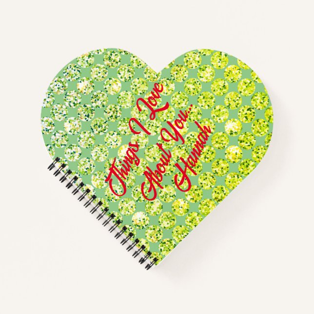 Cute Green Feminine Personal Notebook With Name (Front)