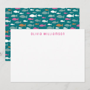 Cute Green Fish Shoal Underwater Notecard