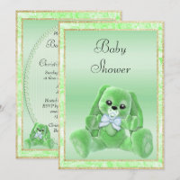 Cute Green Floppy Ears Bunny Baby Shower