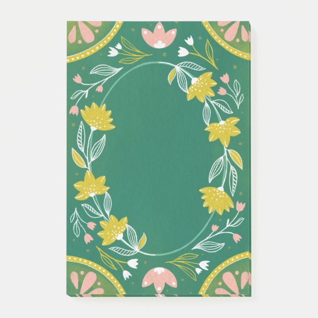 Cute green floral pattern. Botanical greenery Post-it Notes (Front)