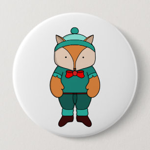 Cute green fox 10 cm round badge