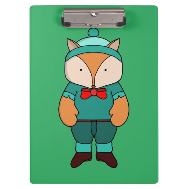 Cute green fox clipboard (Front)