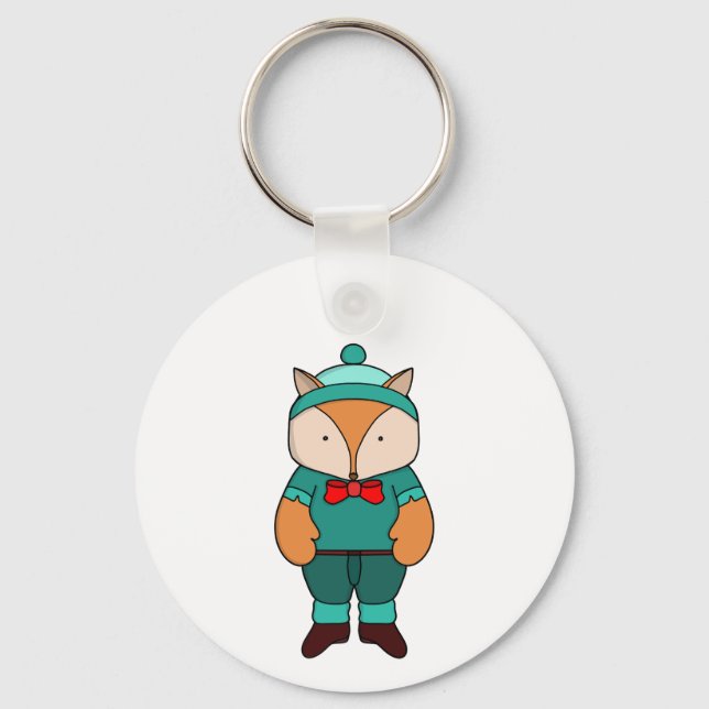 Cute green fox key ring (Front)