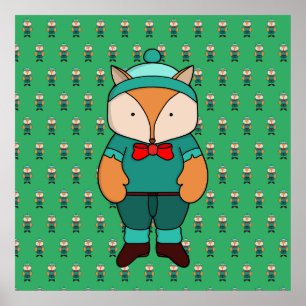Cute green fox poster
