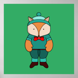 Cute green fox poster