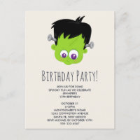 Cute Green Frankenstein Monster Birthday Party