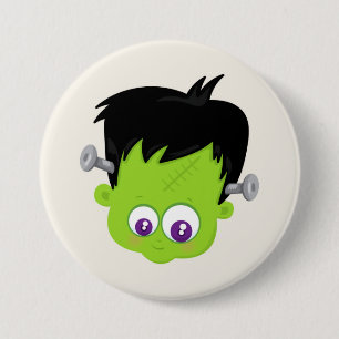 Cute Green Frankenstein Monster face Halloween 7.5 Cm Round Badge