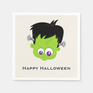 Cute Green Frankenstein Monster face Halloween Napkin