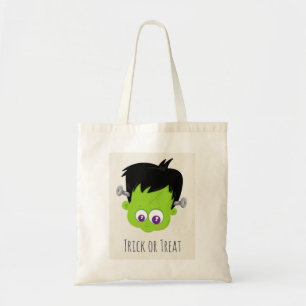 Cute Green Frankenstein Monster face Halloween Tote Bag