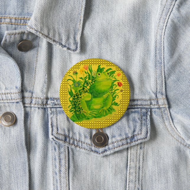 Cute Green Frog Artwork Painting 7.5 Cm Round Badge (In Situ)