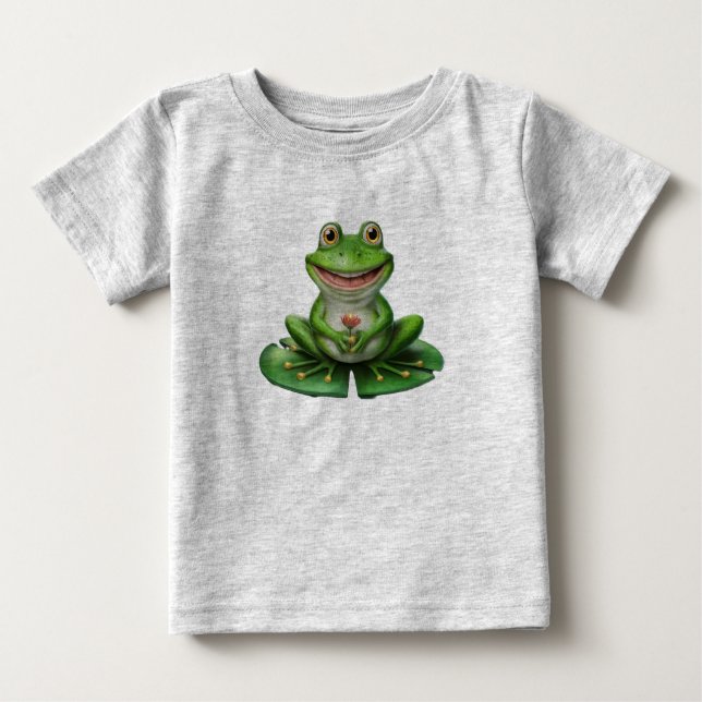 Cute Green Frog Baby T-Shirt (Front)