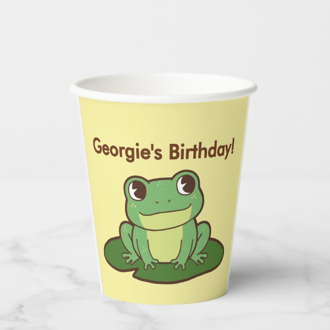 Cute Green Frog Birthday Party Paper Cup (Front)