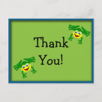 Cute Green Frog Birthday Thank You Postcard