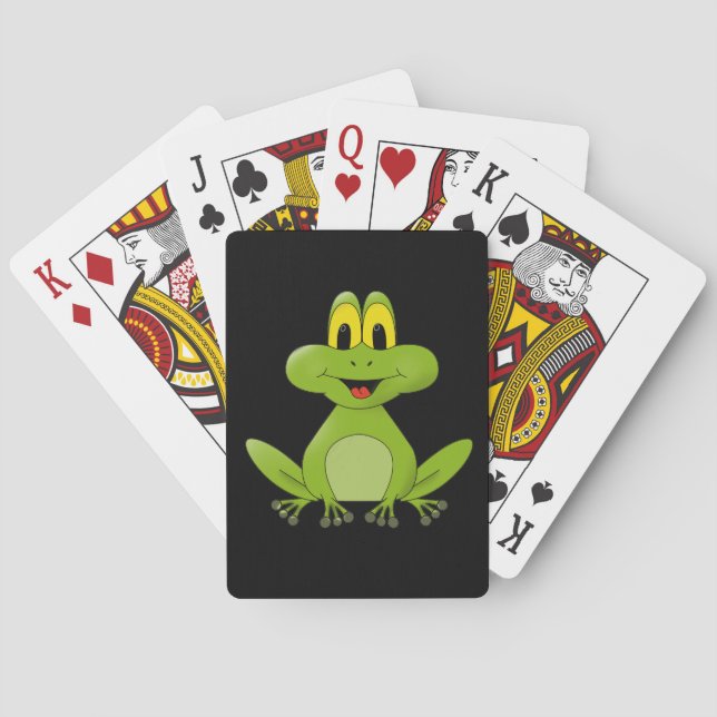 Cute Green Frog Cartoon Playing Cards (Back)