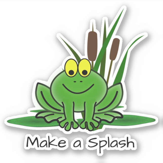Cute Green Frog Custom-Cut Vinyl Sticker (Front)