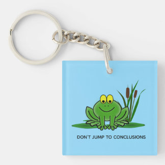 Cute Green Frog Design Acrylic Keychain