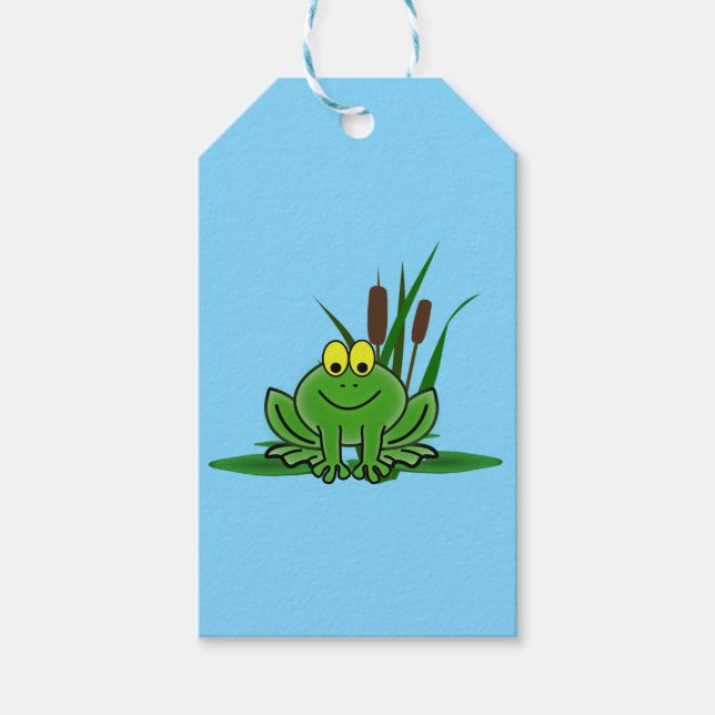 Cute Green Frog Design Gift Tags (Front)