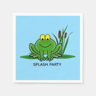 Cute Green Frog Design Paper Napkins