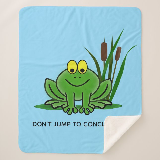 Cute Green Frog Design Sherpa Blanket (Front)