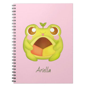 Cute Green Frog Holding Mexican Polvoron Cookie Notebook