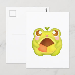 Cute Green Frog Holding Mexican Polvoron Cookie Postcard