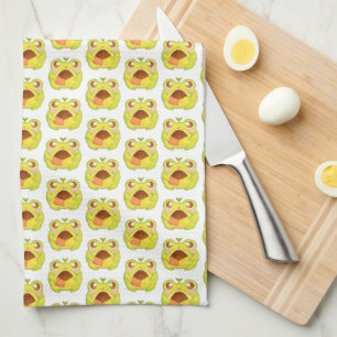 Cute Green Frog Holding Mexican Polvoron Cookie Tea Towel
