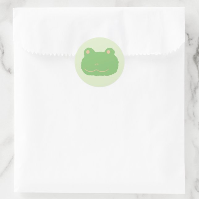  Cute  Green Frog Illustration Classic Round Stick Sticker (Bag)