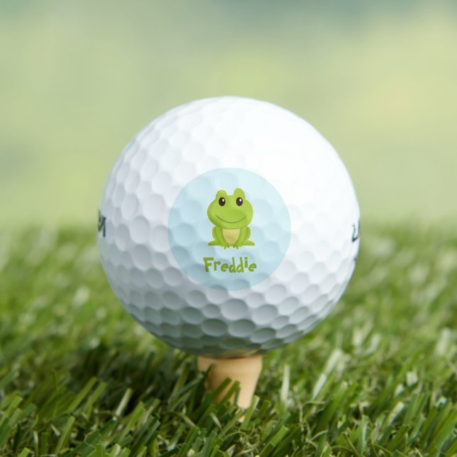 Cute green frog on blue  golf balls (Insitu Tee)