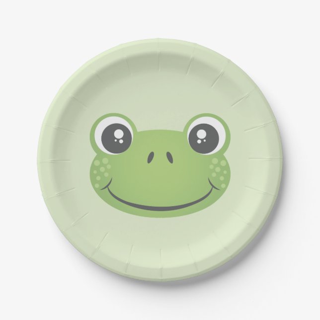 Cute Green Frog | Paper Plate (Front)