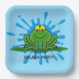 Cute Green Frog Paper Plate