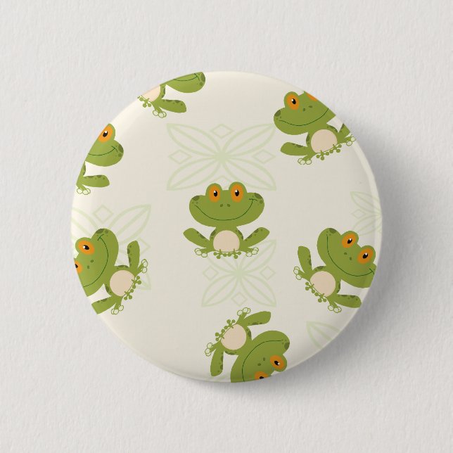 Cute Green Frog Pattern 6 Cm Round Badge (Front)