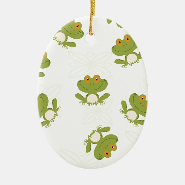 Cute Green Frog Pattern Ceramic Tree Decoration (Front)