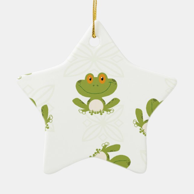 Cute Green Frog Pattern Ceramic Tree Decoration (Front)