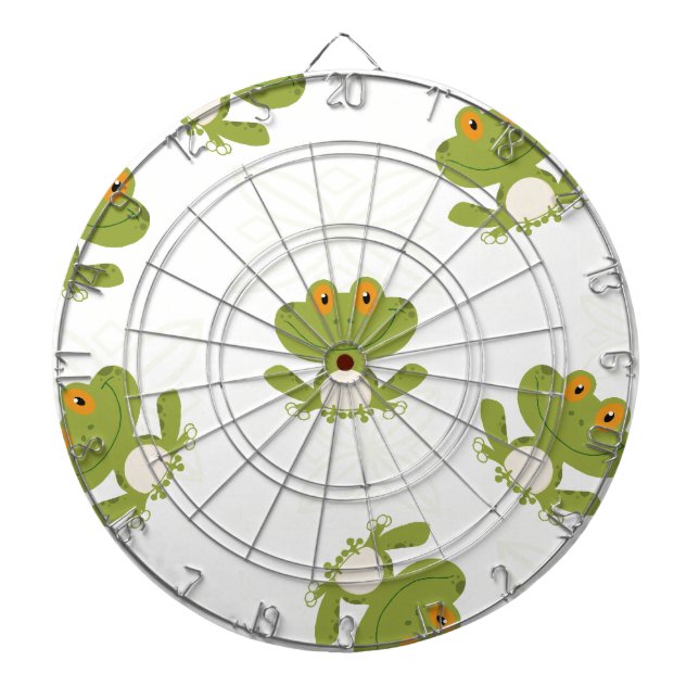 Cute Green Frog Pattern Dartboard (Front)