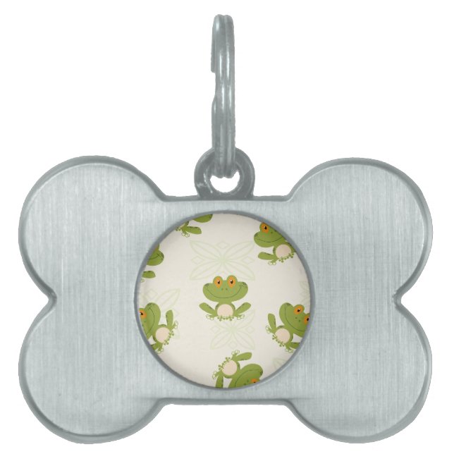 Cute Green Frog Pattern Pet Tag (Front)