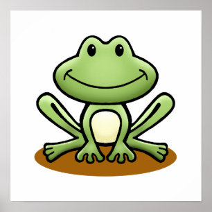 Cute Green Frog Poster