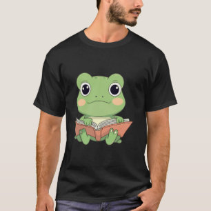 Cute Green Frog Reading Book Amine Read Lover Men  T-Shirt