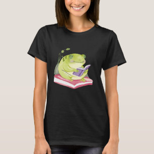 Cute Green Frog Reading Book Amine Read Lover Men  T-Shirt