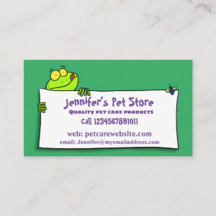 Cute green frog sign cartoon illustration business card