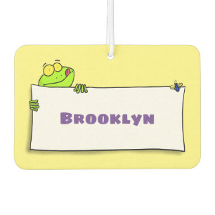 Cute green frog sign cartoon illustration car air freshener