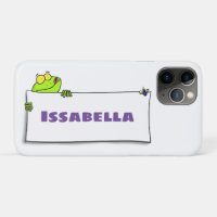 Cute green frog sign cartoon illustration